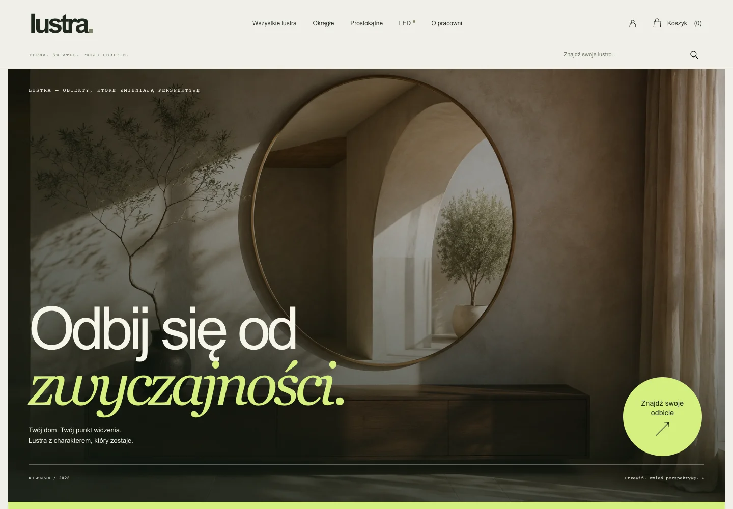 Lustra — pracownia odbić — Website-Vorschau